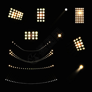 体育场泛光灯灯具写实孤立矢量插图图片