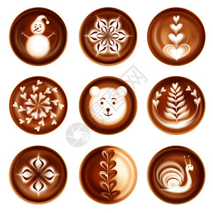 棕色巧克力套逼真的铁艺术图像,装饰构图,动物节日冬季符号,矢量插图插画