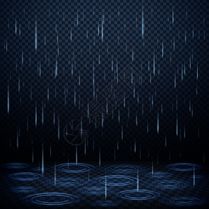 落雨滴微距落雨滴黑暗透明的背景现实矢量插图插画