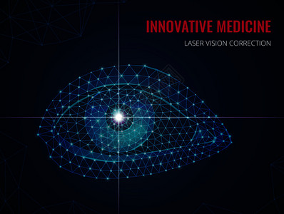 创新医学背景与人眼图像线框多边形风格广告激光视觉校正矢量插图背景图片