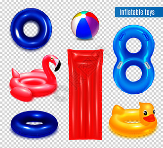 充气橡胶玩具游泳圈成与套内环动物形状的物体矢量插图图片
