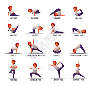 儿童瑜伽女孩图标体育符号卡通孤立矢量插图高清图片