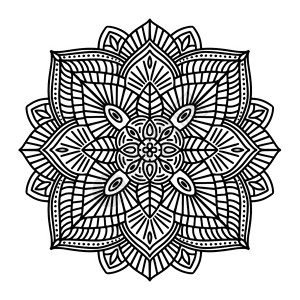 黑白花民族曼陀罗,白色背景,矢量插图背景图片