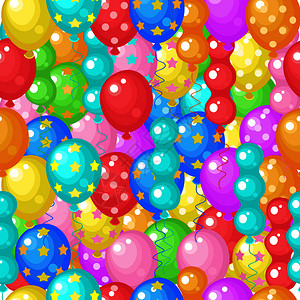 无缝图案色彩鲜艳的气球矢量插图图片
