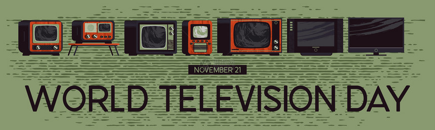 世界电视日节日海报,横幅,贺卡系列老式现代电视矢量插图,带手绘矢量纹理的图标11月21日世界电视日图片