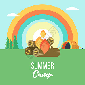 露营矢量插图暑假大自然的帐篷里高清图片