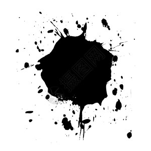 黑色飞溅墨水涂抹黑色2抽象的黑色斑点矢量插图插画