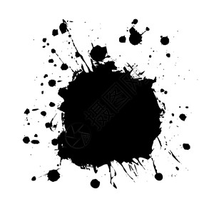 黑色飞溅墨水涂抹黑色抽象的黑色斑点矢量插图插画