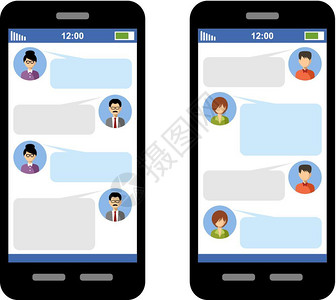 短信模板信短信中的通信信空白模板中的消息聊天窗口矢量插画