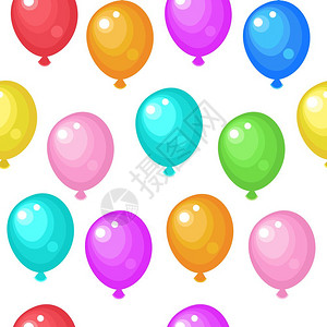 五颜六色的气球无缝图案无缝图案白色背景上的彩色气球图片