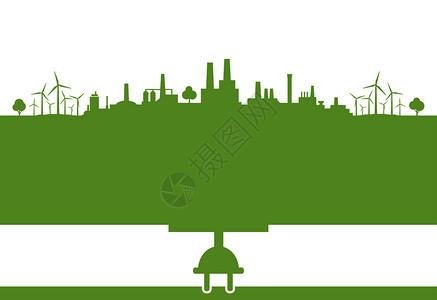 绿色生态城市矢量插图背景图片