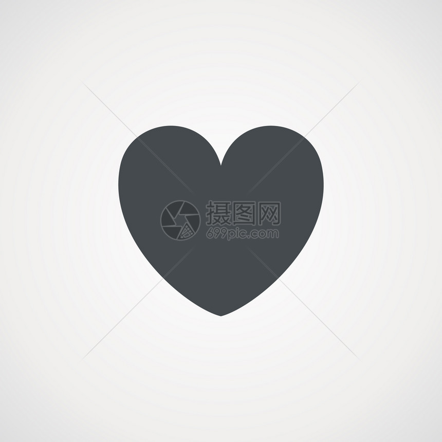 白色背景上的灰色心脏矢量插图图片