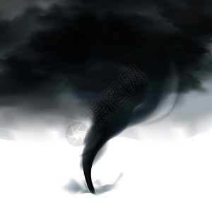 白色香烟雾龙卷风缠绕漏斗成黑暗多云风暴天空黑色白色背景真实图像矢量插图龙卷风天空逼真的黑白插画