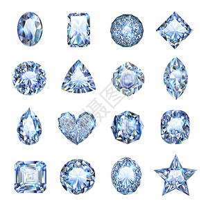 明星珠宝现实的宝石图标同形状的孤立矢量插图现实的宝石图标插画