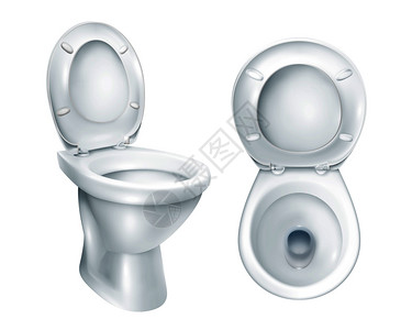 白色隔离现实的厕所顶部视图般模型与凸的塑料座椅白色背景隔离矢量插图现实的厕所模型插画
