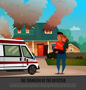 彩色紧急急救人员海报与移受影响的标题矢量插图紧急急救人员海报背景图片