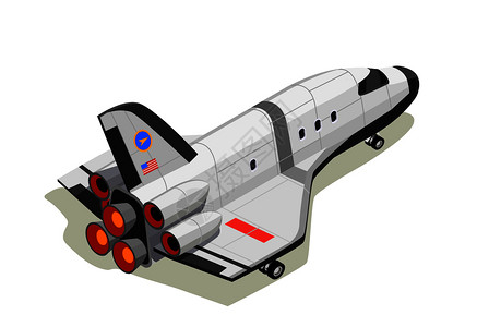 宇航员太空行星探索等距成与星际飞船排气推力与阴影矢量插图航天飞机等距成背景图片