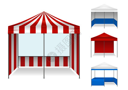 实例真实帐篷彩色集合的孤立类型画布图像与同的颜色方案形状矢量插图帐篷的例子现实插画