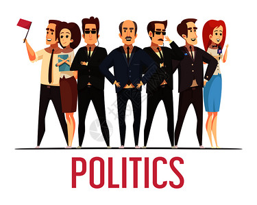 政治选举活动,领导候选人公开露,带保镖配偶卡通人物成海报矢量插图政治选举人卡通作文背景图片