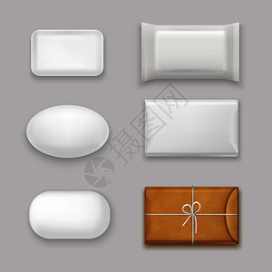 肥皂棒现实与空白包装隔离矢量插图肥皂棒图片