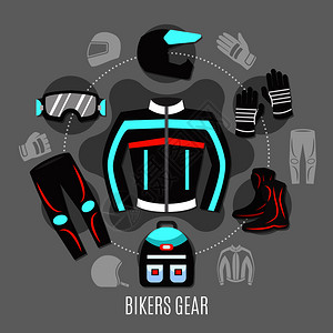 摩托车齿轮平与套自行车服装配件图标圆圈矢量插图自行车齿轮图片
