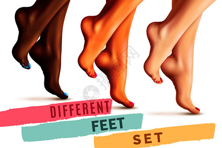脚踝关节同皮肤指甲颜色的女裸脚,隔离白色背景矢量插图上同的女脚套插画