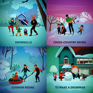 冬季娱乐活动图标雪人雪球符号平孤立矢量插图冬季娱乐活动图标图片