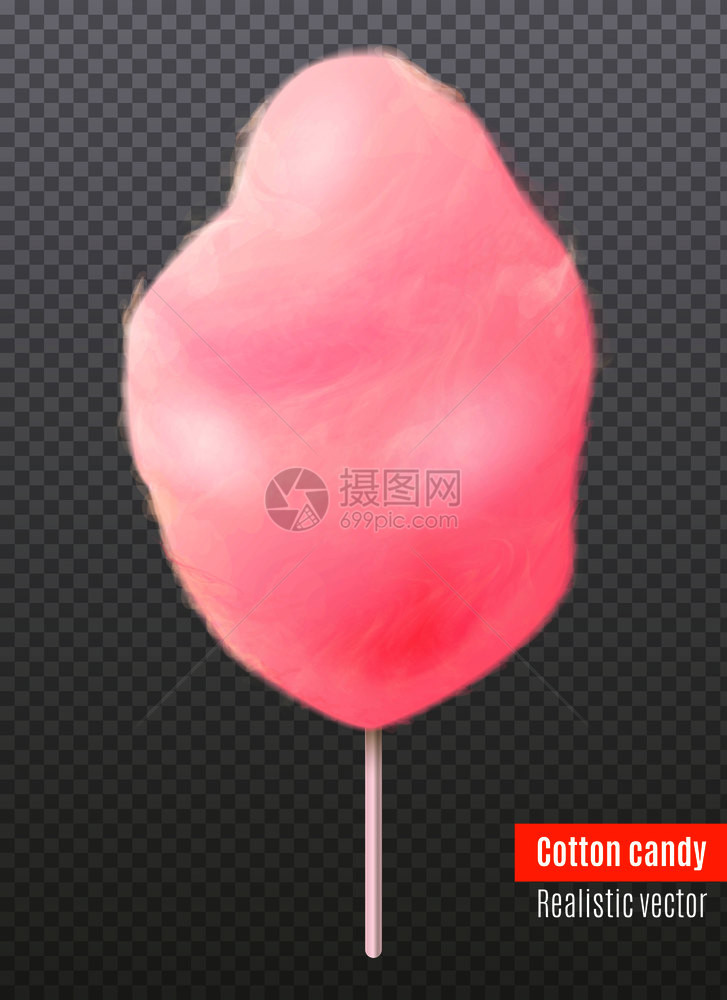 透明背景3D矢量插图上分离的白色塑料棒上的写实粉红色棉花糖逼真的棉花糖透明背景图片