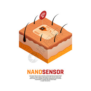 基于纳米技术的化学生物传感器等距成与碳纳米管检测元素矢量图纳米技术等距成插画