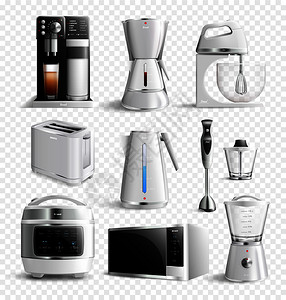 洗鼻器白色家用厨房电器图标现实风格的透明背景矢量插图白色家用厨房电器透明图标插画