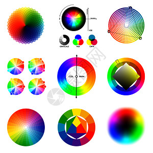 谐的完美匹配美丽的颜色梯度谐合生成原则,圆圈方案,调色板矢量插图配色方案调色板集插画