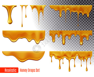 蜂蜜糖浆融化蜂蜜滴现实透明隔离矢量插图蜂蜜滴套插画