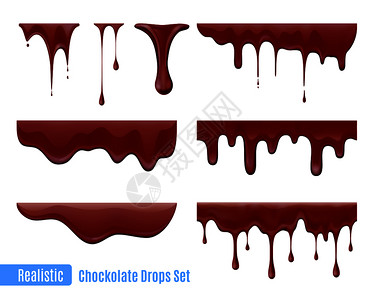 融化滴巧克力滴现实矢量插图巧克力滴套图片