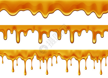 堆糖素材边框融化滴蜂蜜滴现实无缝边界隔离矢量插图蜂蜜融化滴插画