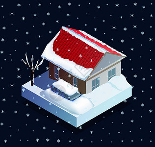 自然雪灾害与极端降雪符号蓝色背景矢量插图自然雪灾害插图图片