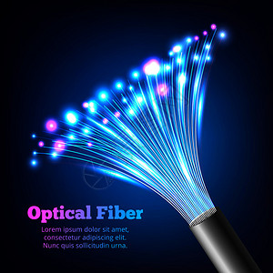 数据传输的光纤电缆电缆光纤的真实成插画