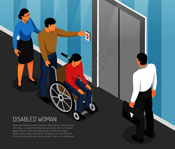 残疾妇女等距插图图片
