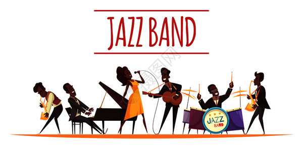 爵士乐队卡通背景图片
