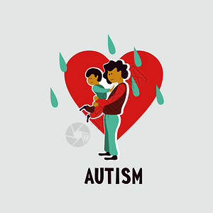 asd自闭症儿童孤独症综合征的早期迹象矢量章儿童自闭症谱系障碍ASD图标儿童孤独症的体征症状插画