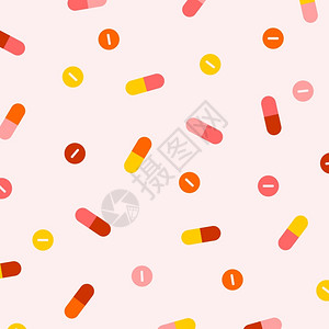 药物的片剂背景矢量插图图片