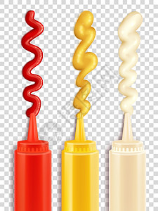 茜奥古斯塔套酱汁瓶颜色图标描绘酱瓶与条的调味矢量插画