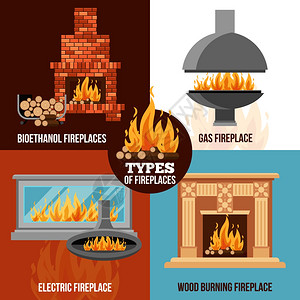 壁炉元素壁炉理念壁炉与同类型的结构来源的燃烧孤立矢量插图插画