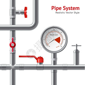 塑料管系统背景塑料管系统与压力表真实背景矢量图背景图片