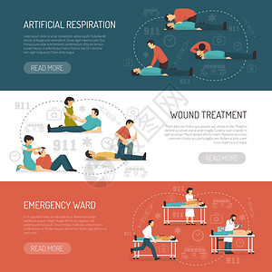急救应急指南横幅急救3平水平横幅与呼吸呼吸辅助急诊病房孤立向量插图图片