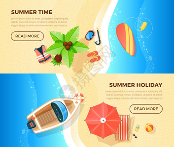 朗格特海滩度假顶景2横幅暑假热带岛屿海洋海滩度假信息2顶视图横幅网页孤立矢量插图插画