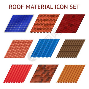 房屋屋顶瓷砖图像同颜色形状碎片的屋顶瓷砖孤立矢量插图图像集背景图片
