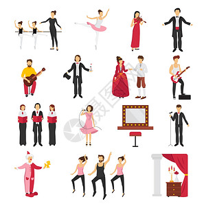 剧院里的人剧院的人戏剧芭蕾舞符号平矢量插图图片