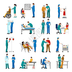 护士图标护士图标与医疗保健符号平孤立矢量插图图片