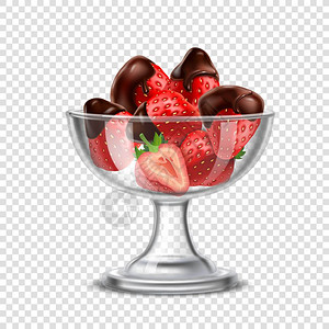 水晶滴胶巧克力成分中的现实草莓彩色写实草莓巧克力成分与浆果水晶璃矢量插图插画