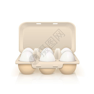 盒子里鸡蛋盒子插图中的鸡蛋六个生蛋纸板箱现实矢量插图插画
